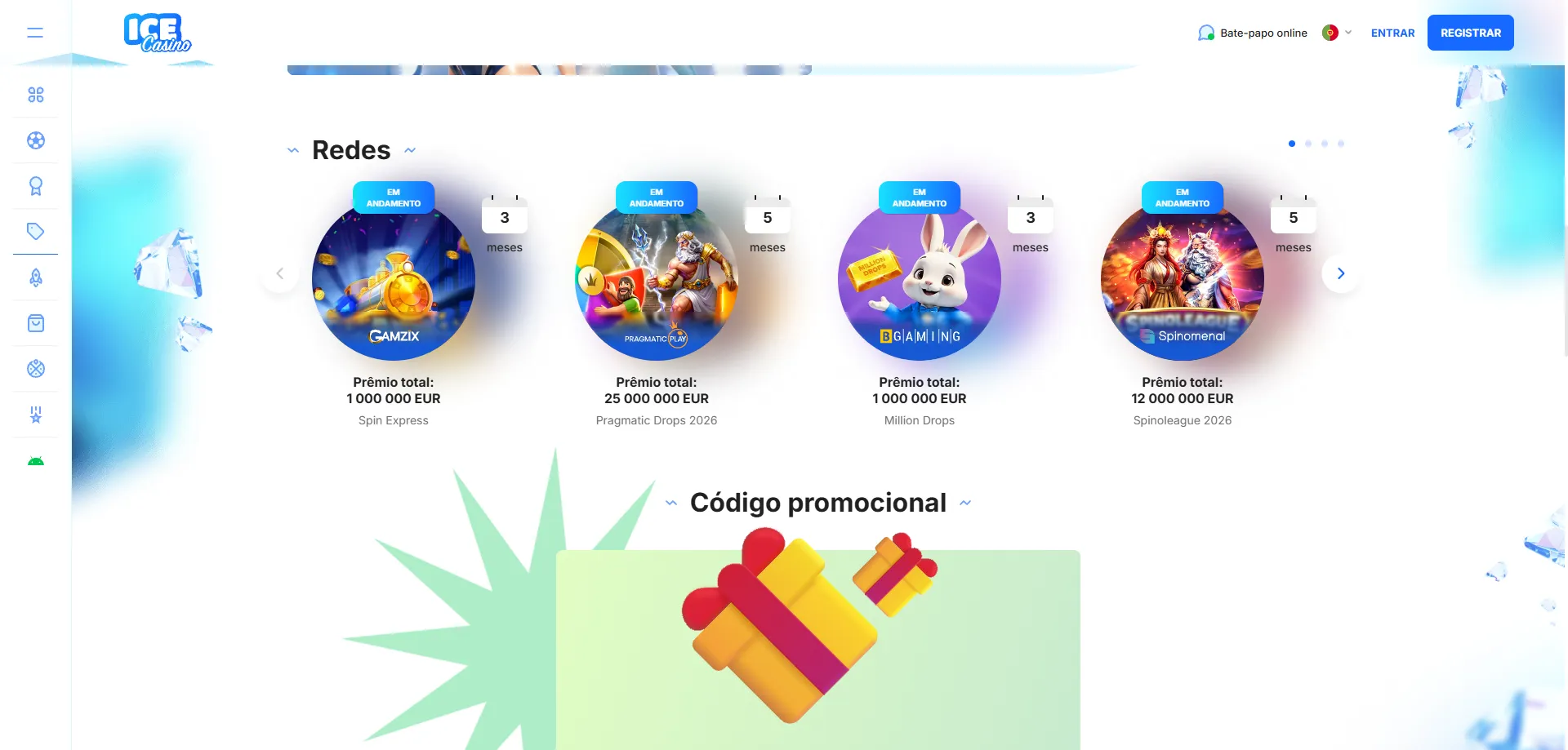 Jogos de slots populares no ice casino — Big Bass Bonanza e Gates of Olympus